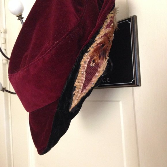 Artisan Handcrafted Rich Burgundy Velveteen Slouchy Hat